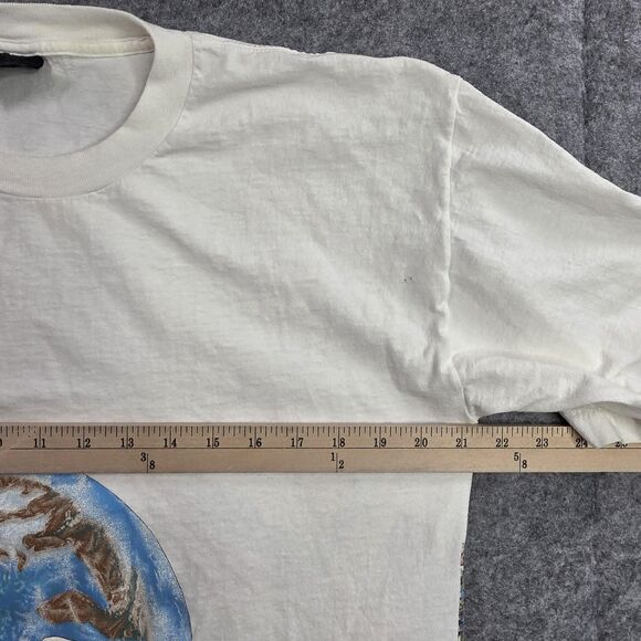 Vintage Habitat Shirt‎ Mens Large White Live And Let Live Animal Zoo Graphic 90s - Picture 8 of 12